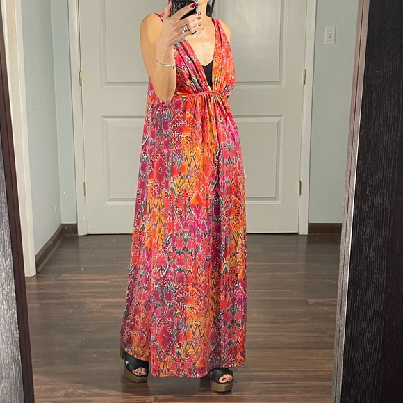Natori  Pink Abstract Print Maxi Dress - Picture 2 of 10